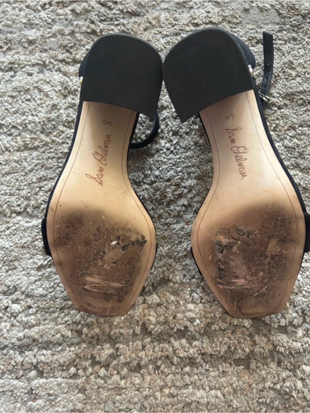 Sam Edelman Black Suede Ankle-Strap Block Heels - Picture 5 of 5